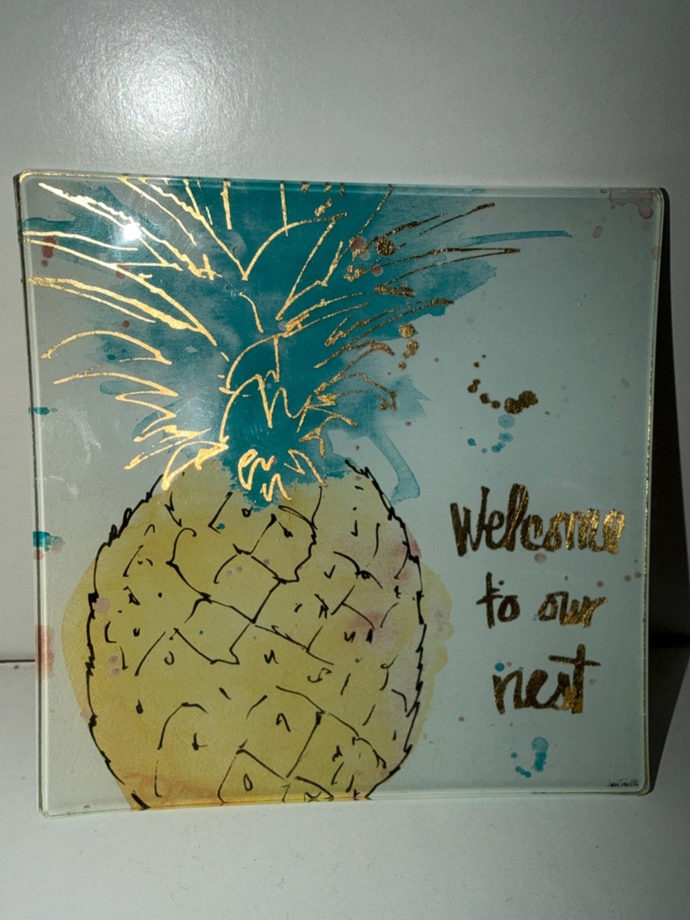 Gold & Teal Pineapple Trinket Tray